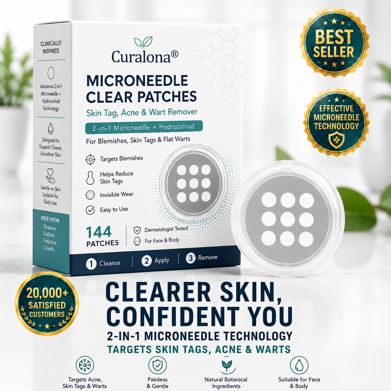 ✨Curalona®2-in-1 Microneedle & Hydrocolloid Patch🍀