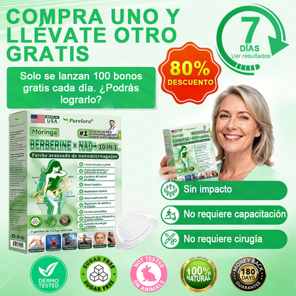 🔥[Registrado en la FDA y Certificado en Buenas Prácticas de Fabricación (GMP)] | Purlora® Maravilla Matutina · Berberina × NAD+ Parche de Nanomicroagujas Avanzado 10 en 1 🇺🇸 | Respaldado por la ciencia | Fórmula 10 en 1 | Resultados en 7 días ⏳
