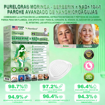 🔥[Registrado en la FDA y Certificado en Buenas Prácticas de Fabricación (GMP)] | Purlora® Maravilla Matutina · Berberina × NAD+ Parche de Nanomicroagujas Avanzado 10 en 1 🇺🇸 | Respaldado por la ciencia | Fórmula 10 en 1 | Resultados en 7 días ⏳