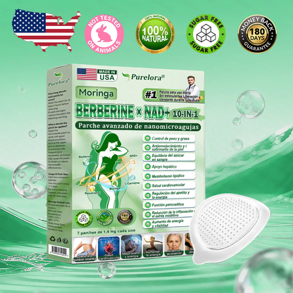 🔥[Registrado en la FDA y Certificado en Buenas Prácticas de Fabricación (GMP)] | Purlora® Maravilla Matutina · Berberina × NAD+ Parche de Nanomicroagujas Avanzado 10 en 1 🇺🇸 | Respaldado por la ciencia | Fórmula 10 en 1 | Resultados en 7 días ⏳