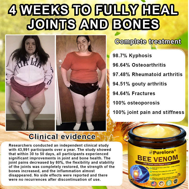 Official U.S Store🇺🇸Purelora® Bee Venom Pain Relief Joint Repair Cream 🐝🐝(Fast Acting Pain Relief, Inflammation Reduction & Bone Support)