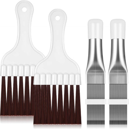 Boao Air Conditioner Condenser Fin Comb, Fin Cleaning Brush Air Conditioner Coil Cleaner Refrigerator Coil Cleaning Whisk Brush Evaporator Radiator Repair Tool(2 Pieces)