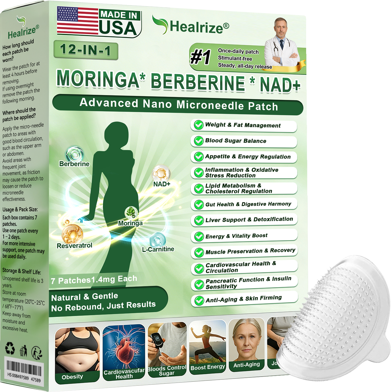 𝑶𝒇𝒇𝒊𝒄𝒊𝒂𝒍 𝑺𝒕𝒐𝒓𝒆  | 👩‍⚕️ H𝐞a𝐥r𝐢z𝐞® 1𝟐-𝐈N-1 M𝐨r𝐢n𝐠a * B𝐞r𝐛e𝐫i𝐧e * N𝐀D+ 𝐀d𝐯a𝐧c𝐞d N𝐚n𝐨 𝐌i𝐜r𝐨n𝐞e𝐝l𝐞 𝐏a𝐭c𝐡 (𝐎𝐧𝐜𝐞 𝐃𝐚𝐢𝐥𝐲, 𝐯𝐢𝐬𝐢𝐛𝐥𝐞 𝐜𝐡𝐚𝐧𝐠𝐞𝐬 𝐢𝐧 𝟕 𝐝𝐚𝐲𝐬） F𝐨r 𝐎𝐛𝐞𝐬𝐢𝐭𝐲, 𝐋o𝐨s𝐞 𝐒k𝐢n, 𝐃𝐢𝐚𝐛𝐞𝐭𝐞𝐬, 𝐒𝐥𝐞𝐞𝐩 𝐀𝐩𝐧𝐞𝐚, 𝐀𝐧𝐝 𝐉𝐨𝐢𝐧𝐭 𝐈𝐬𝐬𝐮𝐞𝐬🎁